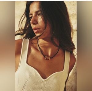 Free People, Under The Sea Collar, Brown Flower Cord, NEW!